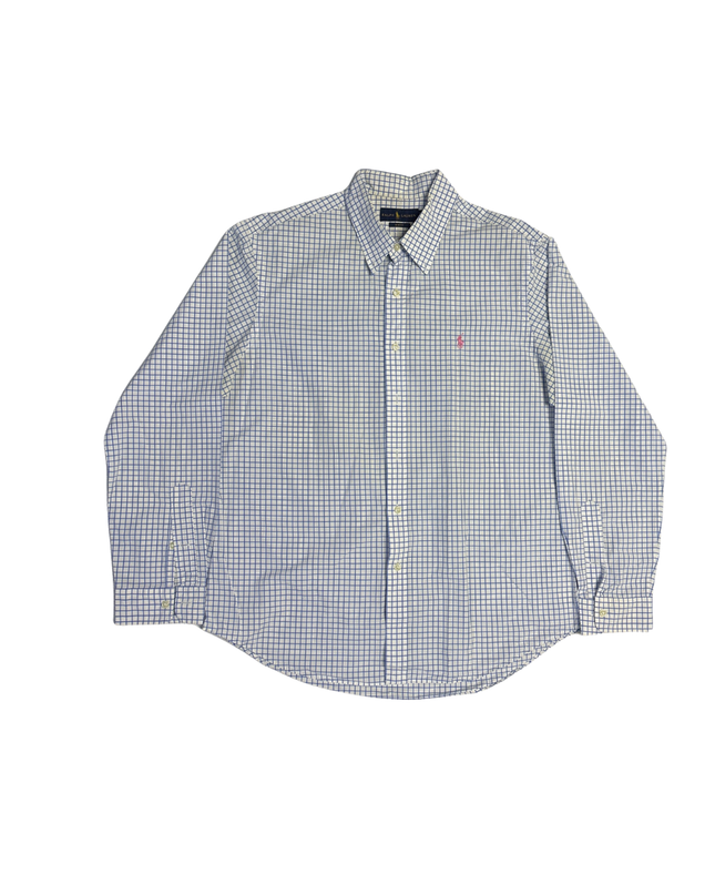 Ralph Lauren White Checked Polo Player Slim Shirt