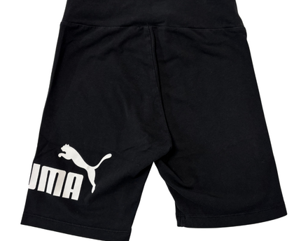 Puma Black High-Waist Logo Print Biker Shorts - XS | Waist: 24"