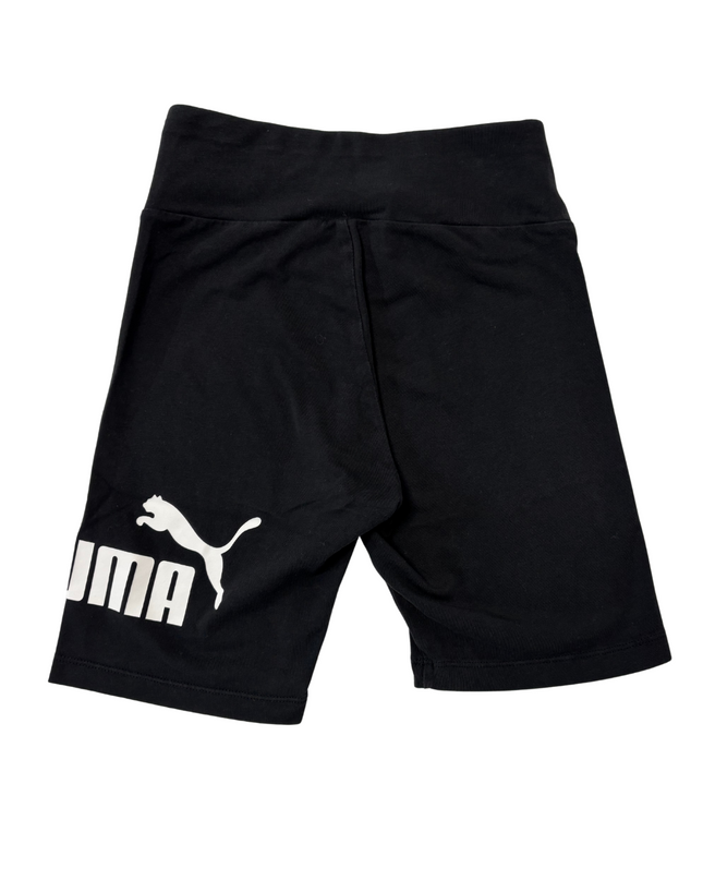 Puma Black High-Waist Logo Print Biker Shorts - XS | Waist: 24"