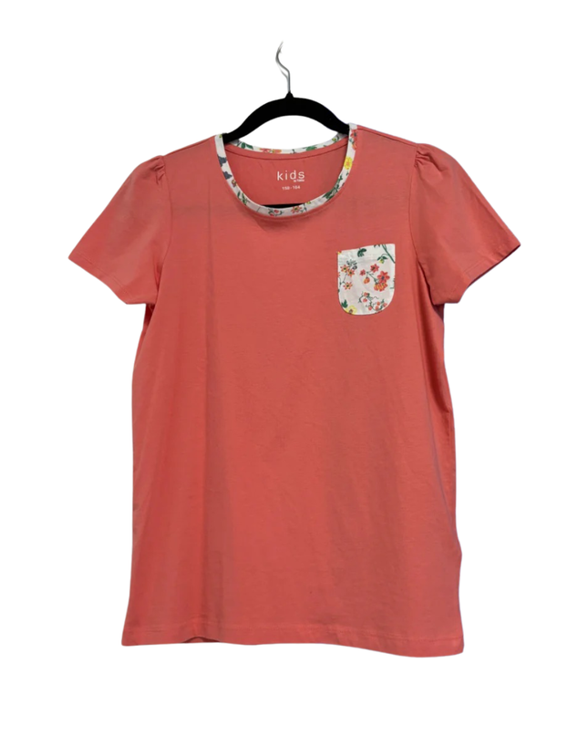 Tchibo Coral T-Shirt with Floral Print Accents
