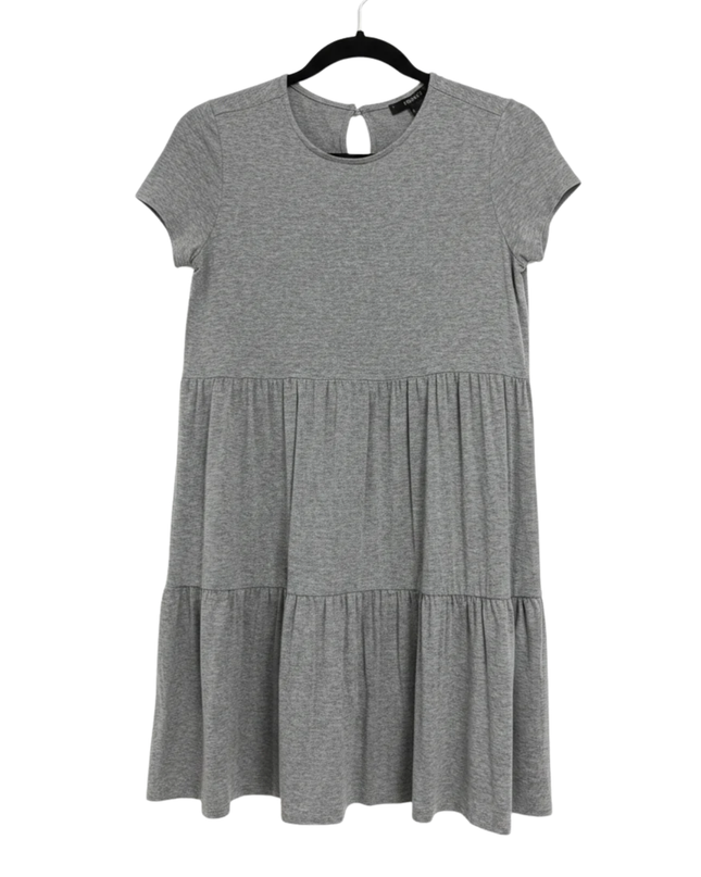 Forever 21 Grey Short Sleeve Tiered Mini Dress