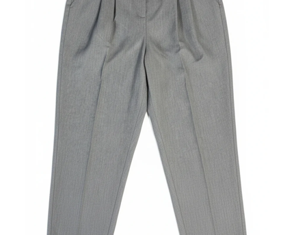 ZARA BASIC Grey Pleated High-Waisted Trousers