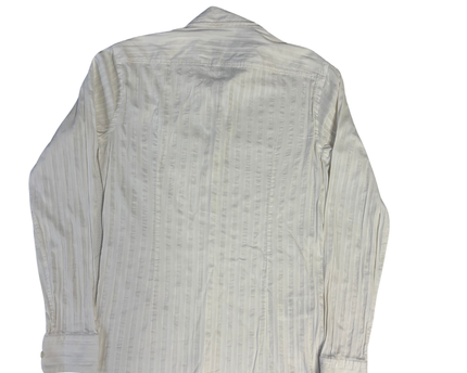 Hugo Boss White Slim Fit Textured Stripe Dress Shirt