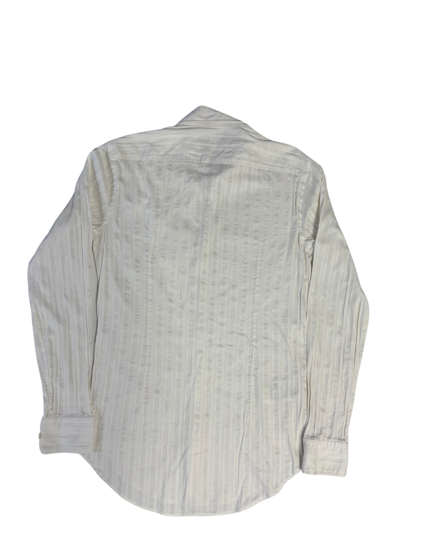 Hugo Boss White Slim Fit Textured Stripe Dress Shirt