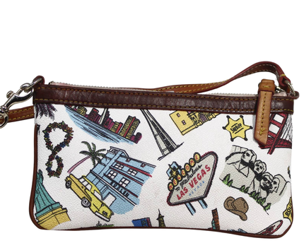 Dooney & Bourke White Travel Sketch Print Wristlet