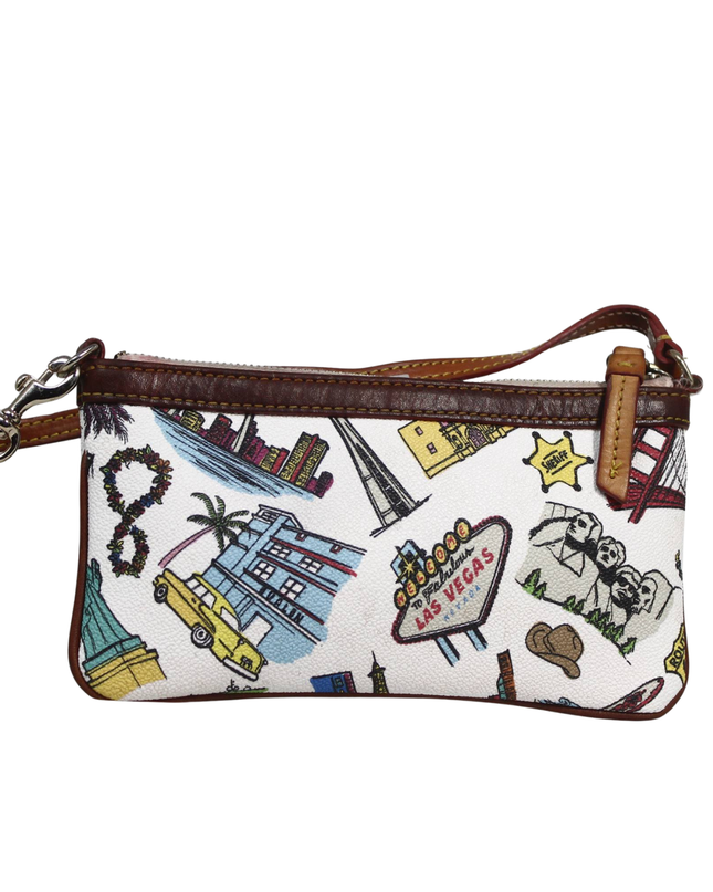 Dooney & Bourke White Travel Sketch Print Wristlet