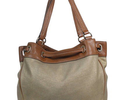 Michael Kors Beige Metallic Woven Drawstring Shoulder Bag