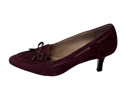 Franco Sarto Burgundy Suede Bow Accent Kitten Heels | With Box