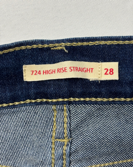 Levi's 724 High-Rise Straight Blue Denim Jeans - S | Waist: 28"