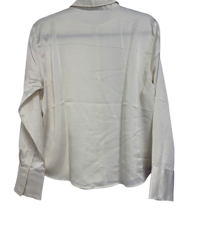 Abercrombie & Fitch Off-white Lustrous Satin Button-Down Blouse