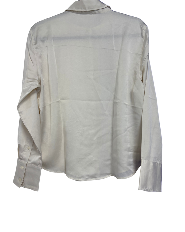 Abercrombie & Fitch Off-white Lustrous Satin Button-Down Blouse