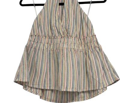 American Eagle Multicolor Striped Linen Blend Halter Top