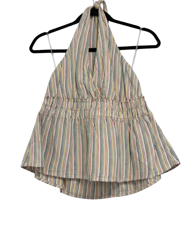 American Eagle Multicolor Striped Linen Blend Halter Top