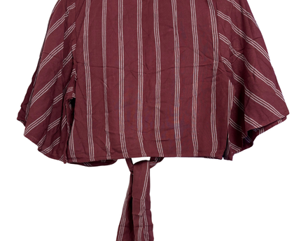 American Eagle Maroon Striped Tie-Front Shrug