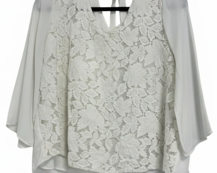 KOTON White Floral Lace Tie-Back Blouse