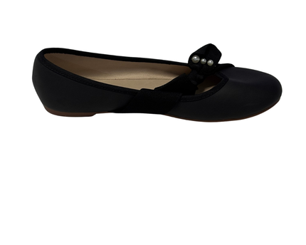 Zara Black Pearl Bow Ballerina Flats