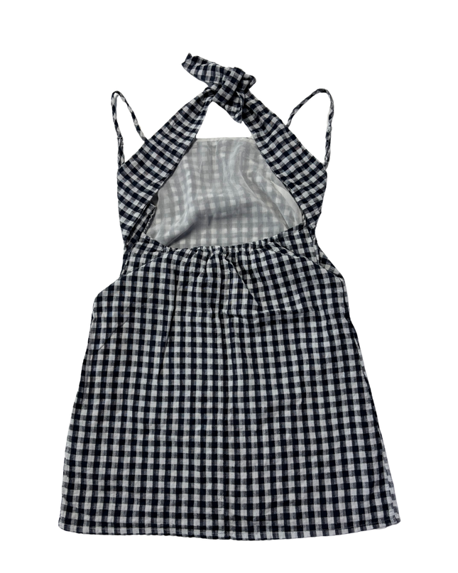 American Eagle Black and White Checkered Halter Neck Mini Dress