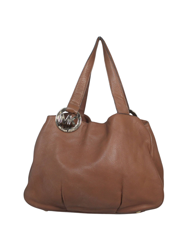 Michael Kors Brown Pebbled Leather Shoulder Bag