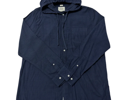 Bixby Nomad Navy Blue Hooded Button-Down Shirt