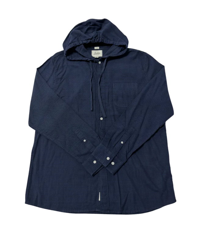 Bixby Nomad Navy Blue Hooded Button-Down Shirt