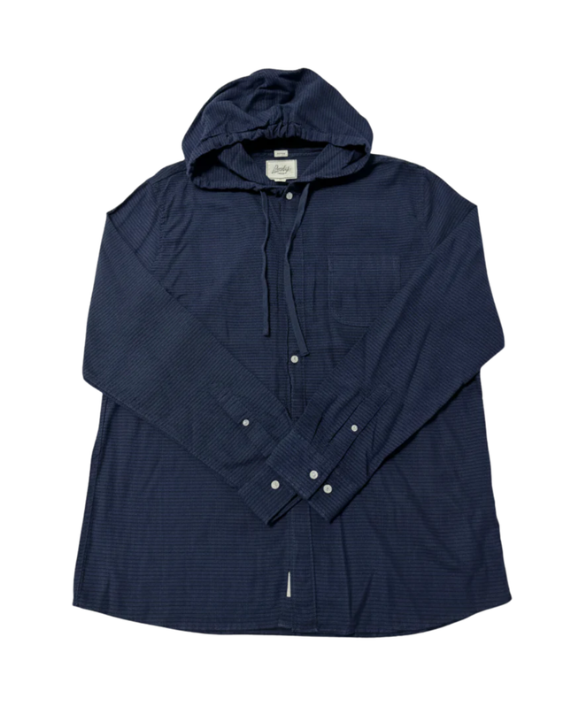 Bixby Nomad Navy Blue Hooded Button-Down Shirt