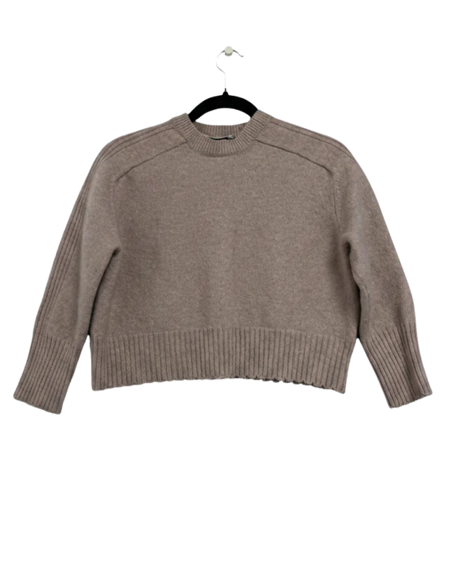 AllSaints Taupe Recycled Cashmere Blend Cropped Sweater