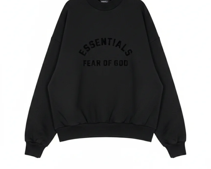Fear of God Essentials Black Oversized Crewneck Sweatshirt