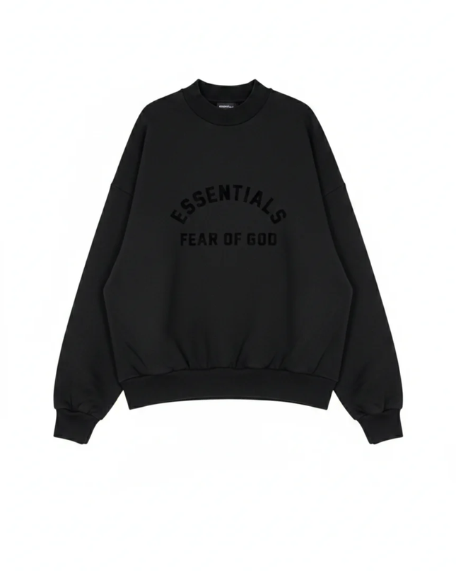 Fear of God Essentials Black Oversized Crewneck Sweatshirt