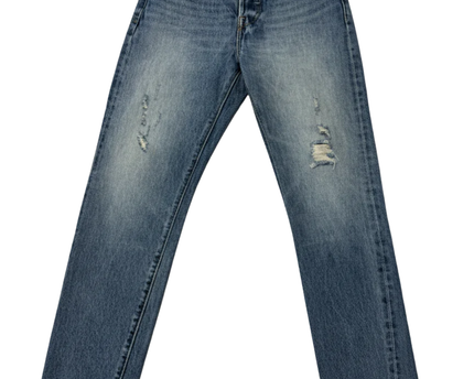 Levi's Blue Distressed High-Rise Straight Leg Jeans