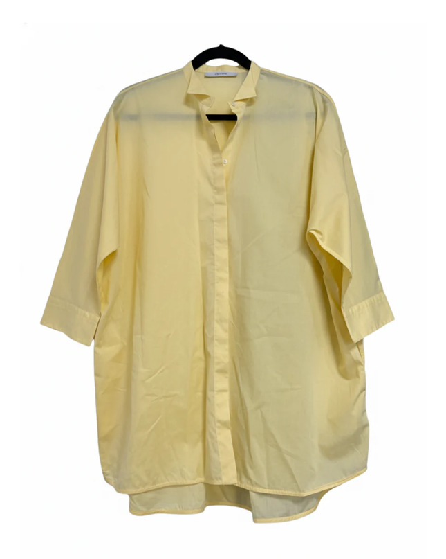 Uterqüe Yellow Oversized Cotton Blouse