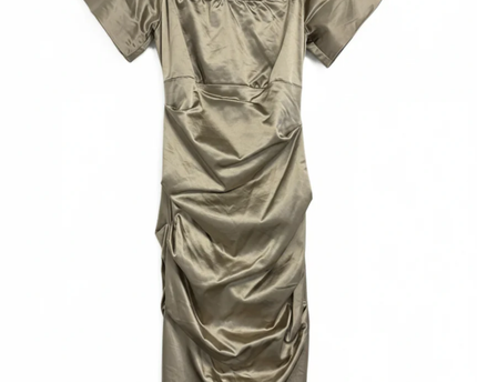 Nicole Miller Collection Champagne Ruched Off-The-Shoulder Dress