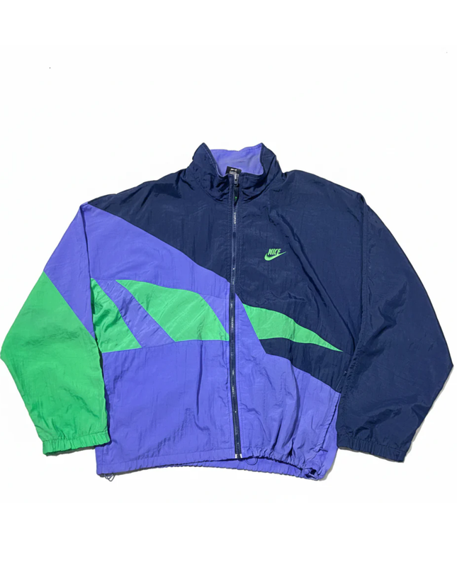 Nike Navy, Purple, and Green Vintage Colorblock Windbreaker Jacket
