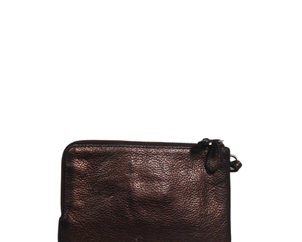 Coach Bronze Metallic Pebbled Leather Wristlet