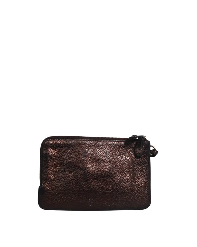 Coach Bronze Metallic Pebbled Leather Wristlet