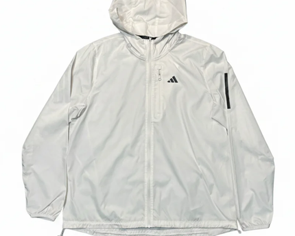 Adidas White Hooded Running Windbreaker Jacket