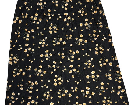 American Eagle Black Floral Wrap Midi Skirt