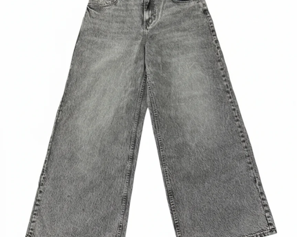 H&M Divided Grey Acid Wash Wide-Leg Denim Jeans