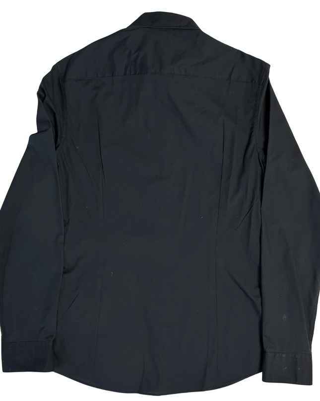 H&M Men's Black Slim Fit Easy Iron Button-Down Shirt