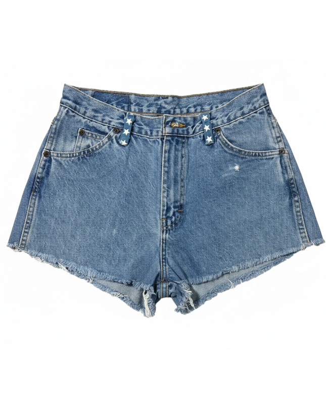 Dickies Blue Distressed Americana Heart Patch Denim Shorts