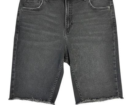 AMISU Black Frayed Hem High-Waisted Denim Shorts
