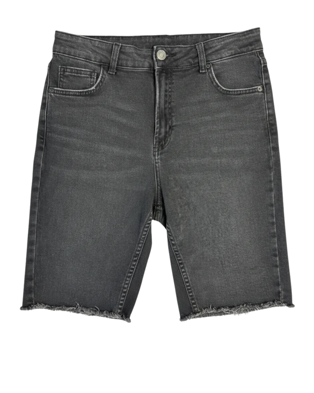AMISU Black Frayed Hem High-Waisted Denim Shorts