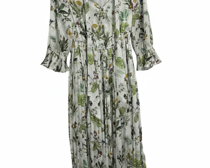 ONLY White Floral Print Pleated Midi Dress