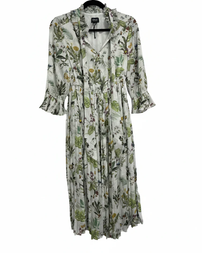 ONLY White Floral Print Pleated Midi Dress