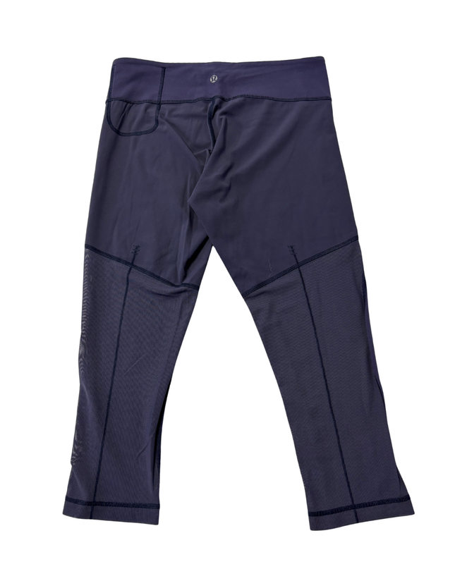 Lululemon Dark Purple Crop Leggings with Side Mesh Detail