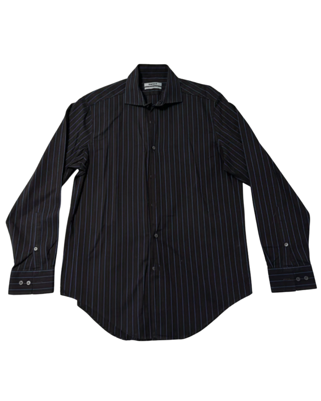 DKNY Brown Striped Slim Fit Long Sleeve Button Down Shirt