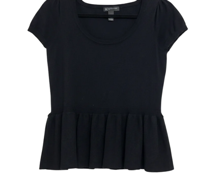 INC International Concepts Black Peplum Short Sleeve Top