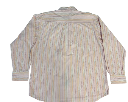 Tommy Jeans Pink Multi-Stripe Button-Down Cotton Shirt