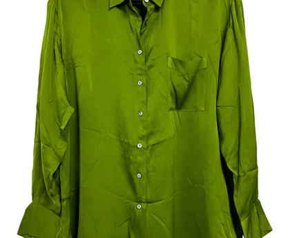 Zara Lime Green Viscose Button-Down Shirt