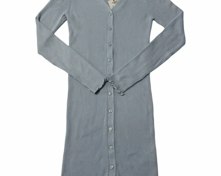 Don't Call Me Jennyfer Sky Blue Ribbed Knit Button-Down Mini Dress W/Tags