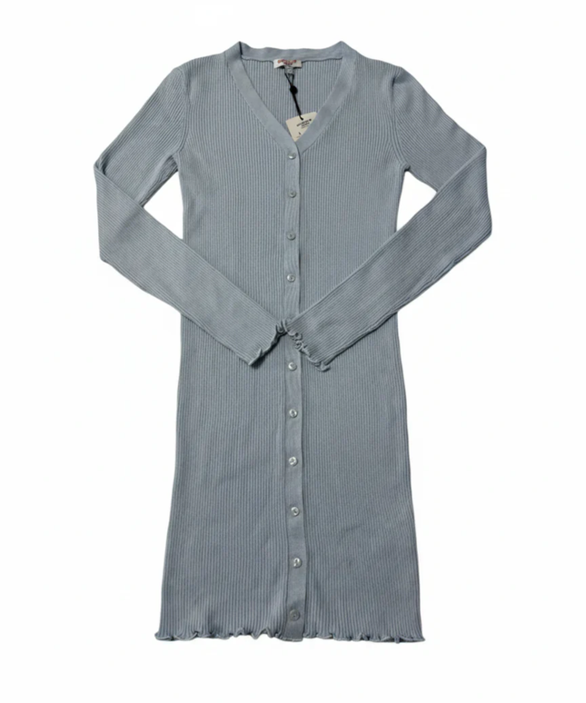 Don't Call Me Jennyfer Sky Blue Ribbed Knit Button-Down Mini Dress W/Tags